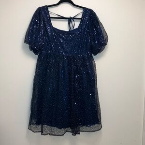 In Loom Navy Beaded Sequin Dress Holiday Dress Sparkly Dress